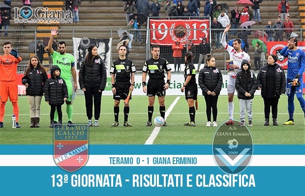 13 Teramo Giana Erminio 0-1 risultati e classifica 13 giornata serie C girone B