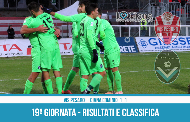 19 Vis Pesaro Giana Erminio 1-1 risultati e classifica 19 giornata serie C girone B