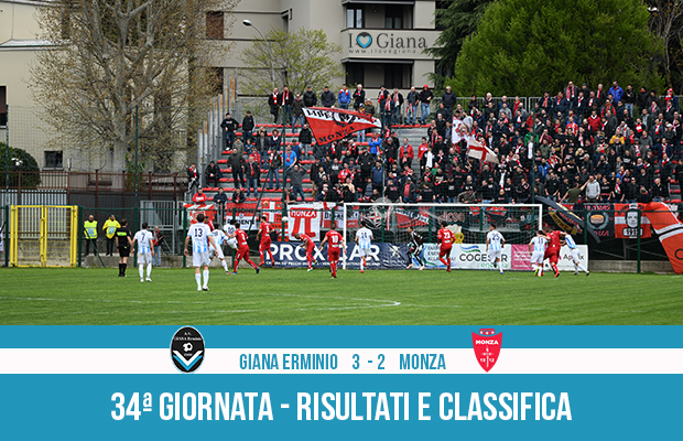 Giana Erminio Monza 3-2 risultati e classifica 34 giornata serie C girone B